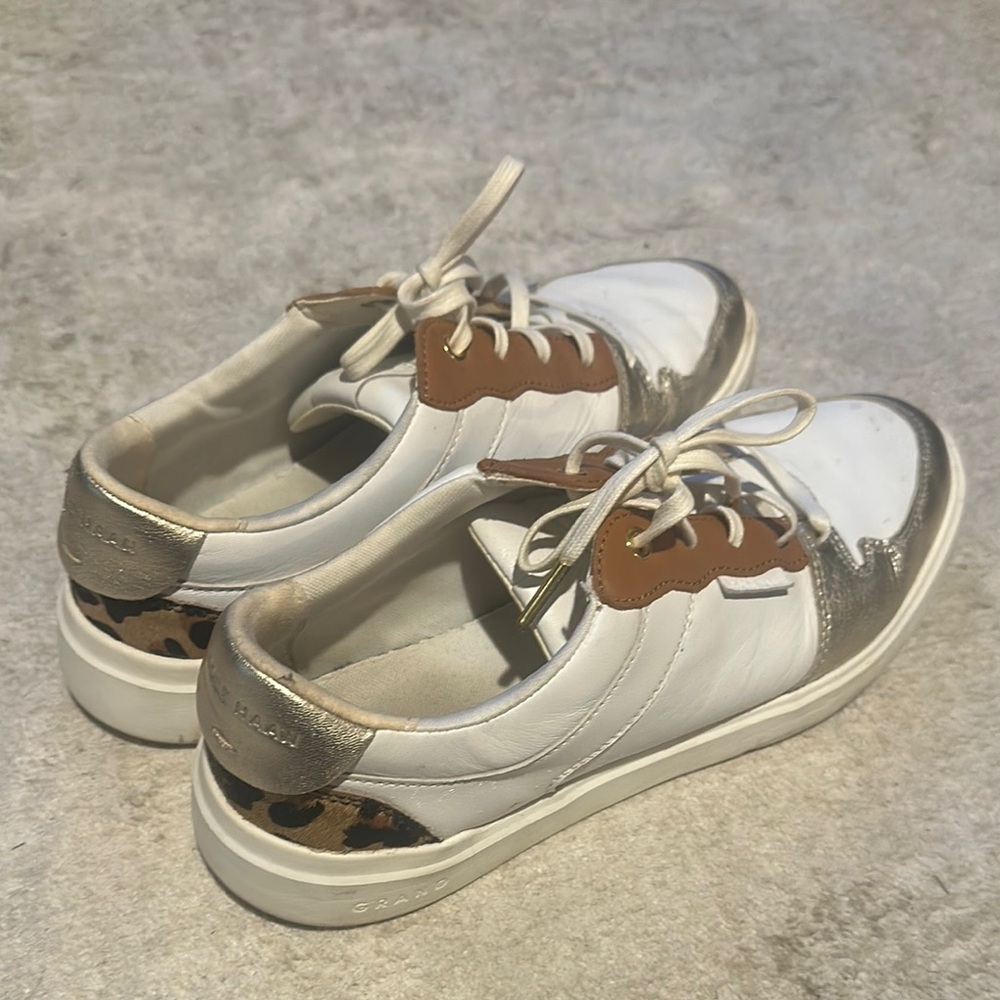 Cole Haan Women's White and Silver Sneakers
